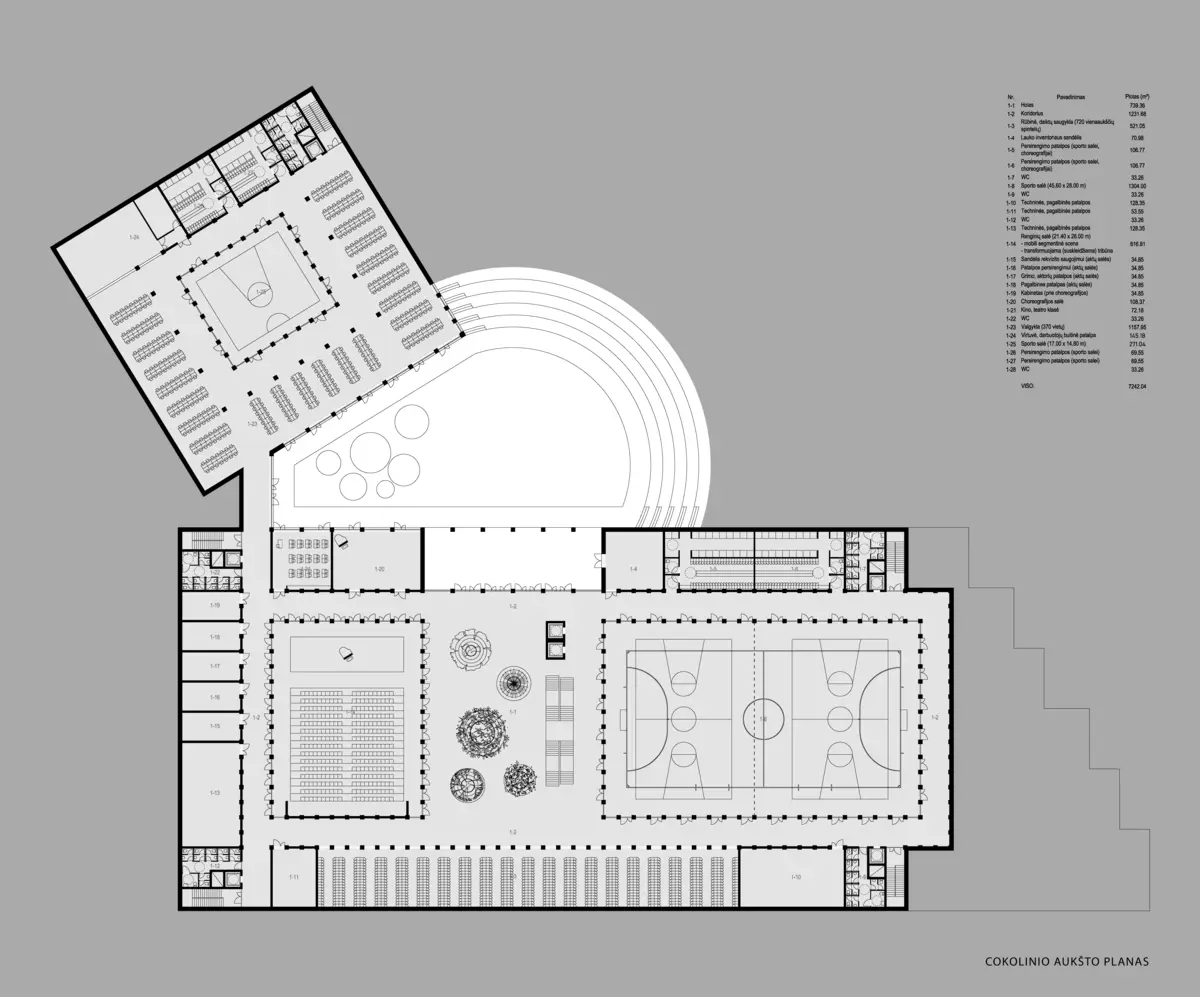 KAS creative architecture studio project school gymnasium floor plan basement